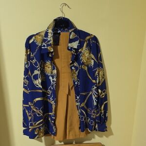 Stylish Blue and Gold Women's Jacket